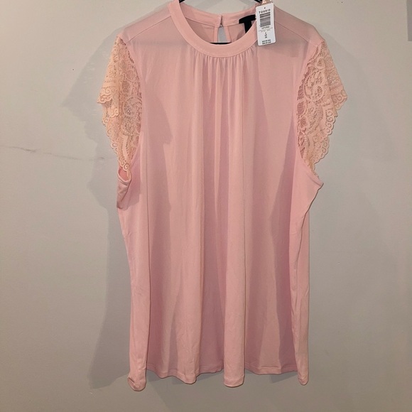 torrid Tops - Torrid Pink Blouse with lace Sleeves 4X